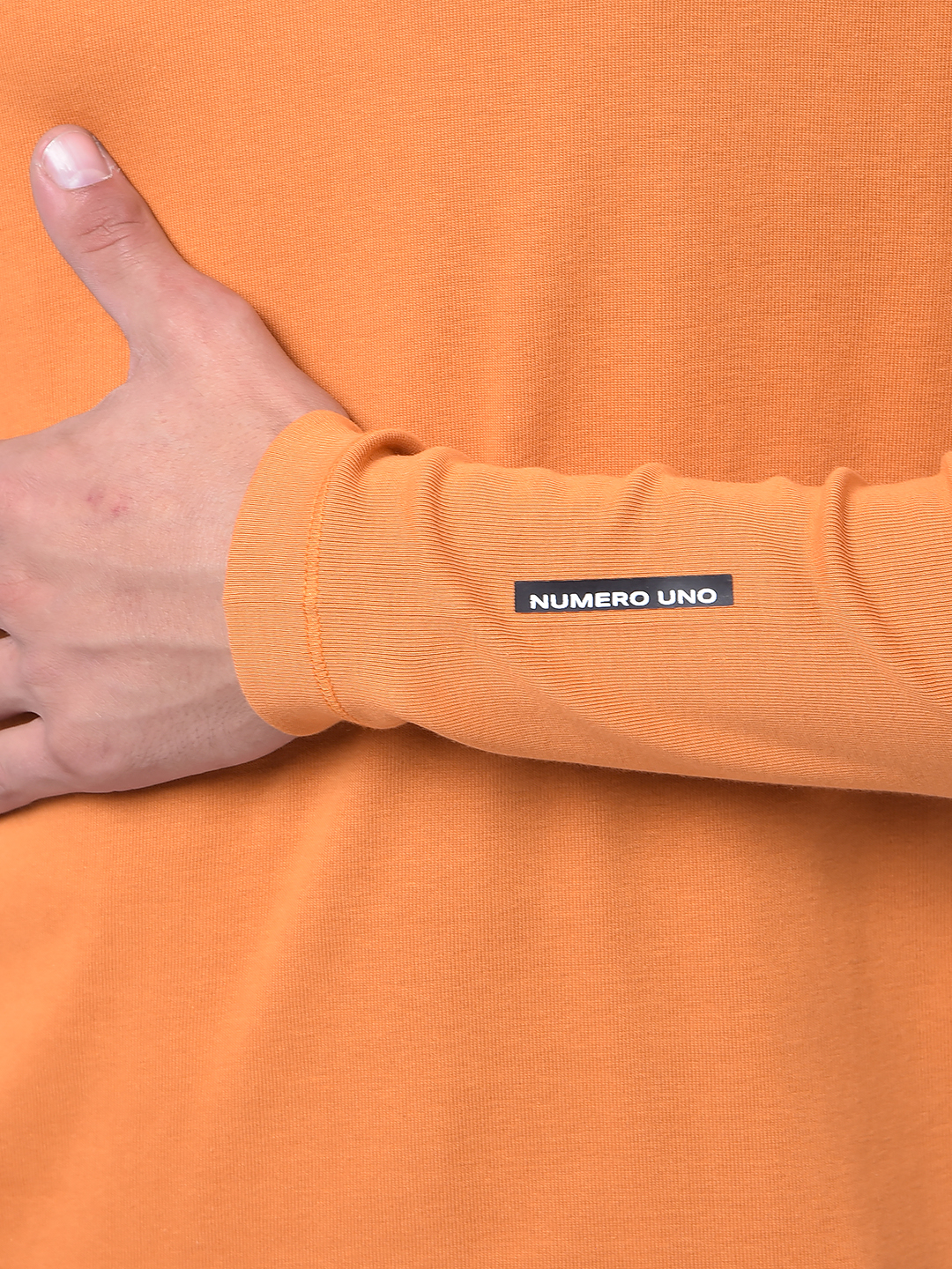 Numero Uno Men Orange Crew Neck Slim Fit T-Shirt